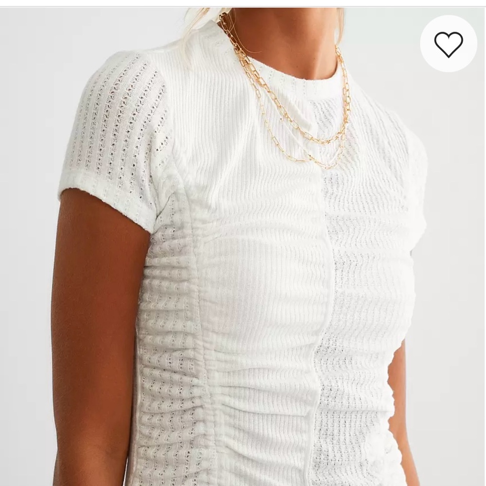 Gilded Intent White Textured Short Sleeve Top